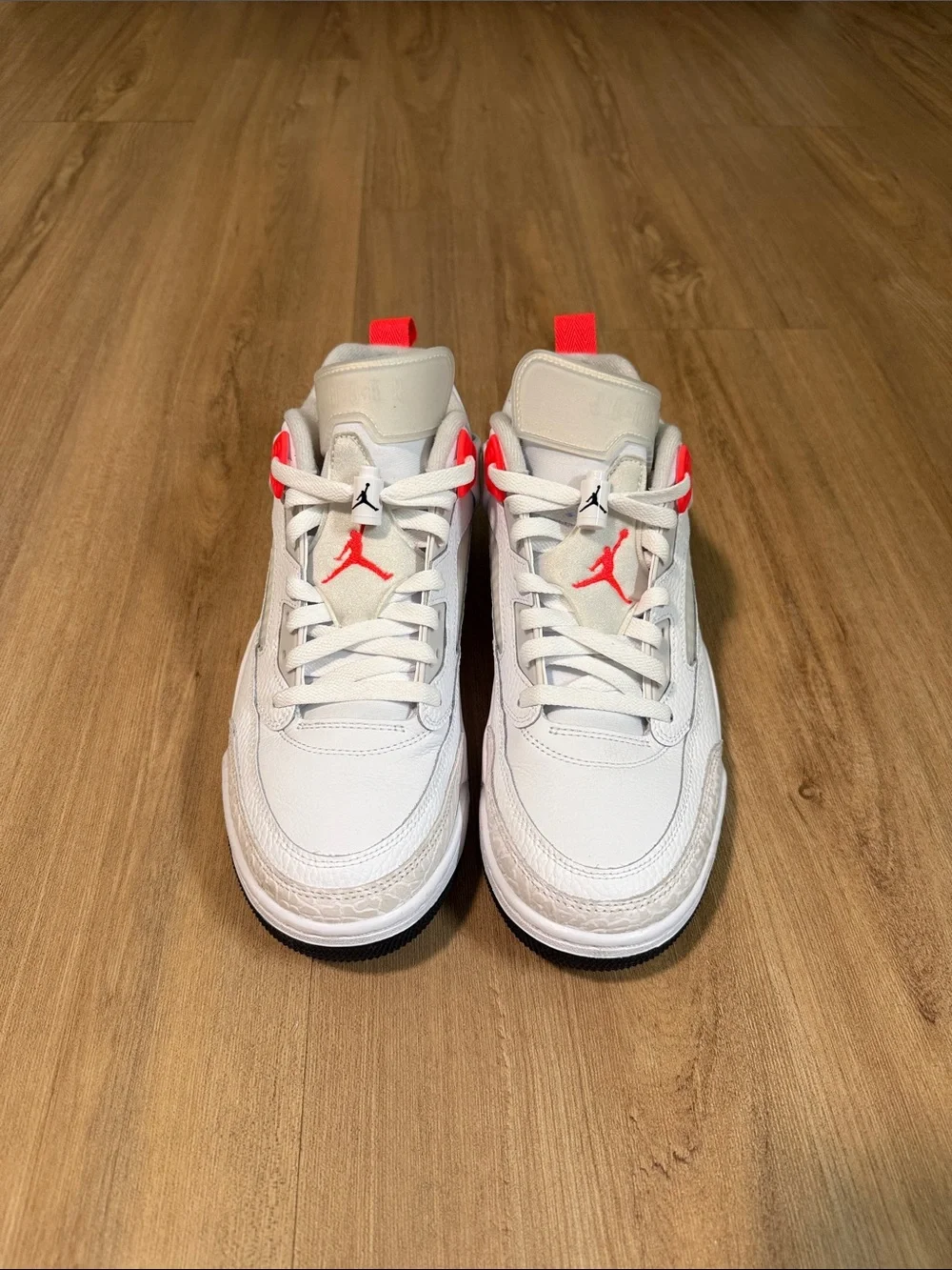 Jordan Spizike Low Mens White and Bright Crimson Sneakers